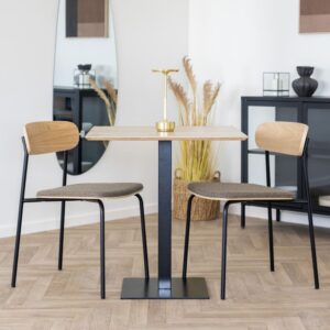 wohnli-moebel-suche-M25199756-1 Stuhl massiver Esche schwarzem Stahl taupefarbenem Stoff (x2) 47x77x51cm Stoff Braun Moloo Möbel Esszimmermöbel Stühle