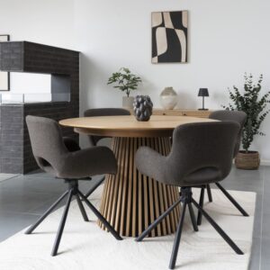 wohnli-moebel-suche-M25199762-1 360°-Drehsessel in taupefarbenem Stoff (x2) 59x82x58cm Stoff Braun Moloo Möbel Esszimmermöbel Stühle