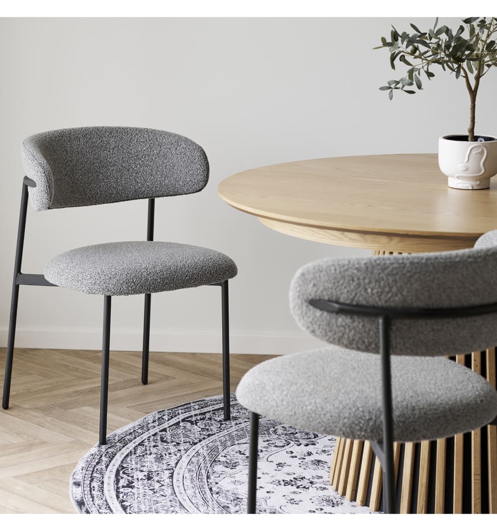 55x79x59cm Stoff Grau Moloo Möbel Esszimmermöbel Stühle