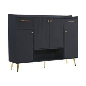 wohnli-moebel-suche-M25200118 Wohnli Möbelsuche - Mattes Sideboard mit Goldenen Beinen und Geriffelten Türen