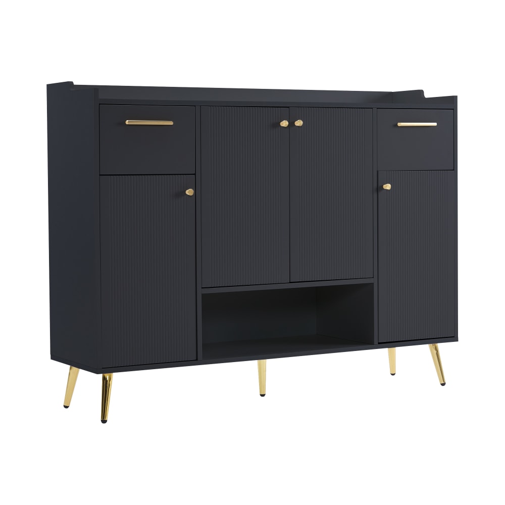 wohnli-moebel-suche-M25200118 Wohnli Möbelsuche - Mattes Sideboard mit Goldenen Beinen und Geriffelten Türen