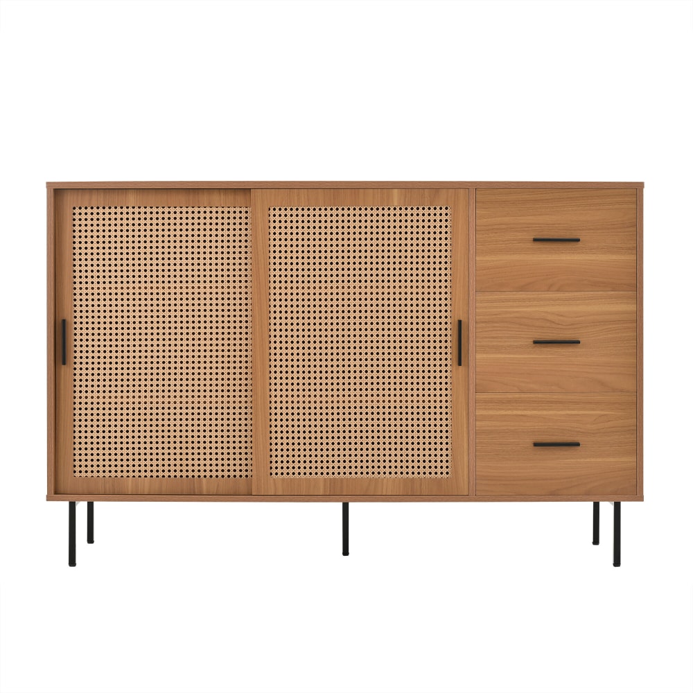 wohnli-moebel-suche-M25200151 Wohnli Möbelsuche - Sideboard aus Holz und Naturrohr mit Schiebetüren