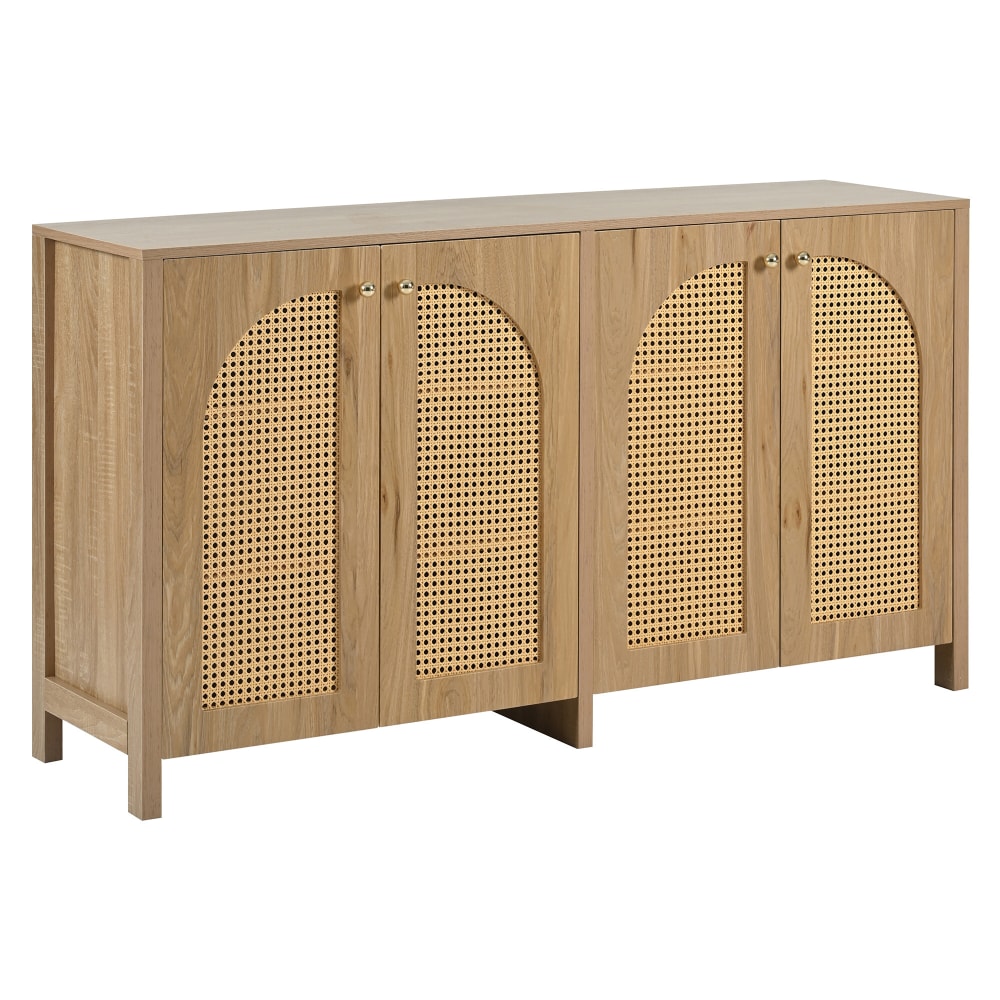 wohnli-moebel-suche-M25200160 Wohnli Möbelsuche - Sideboard aus Naturholz mit Türen aus Geflochtenem Rattan