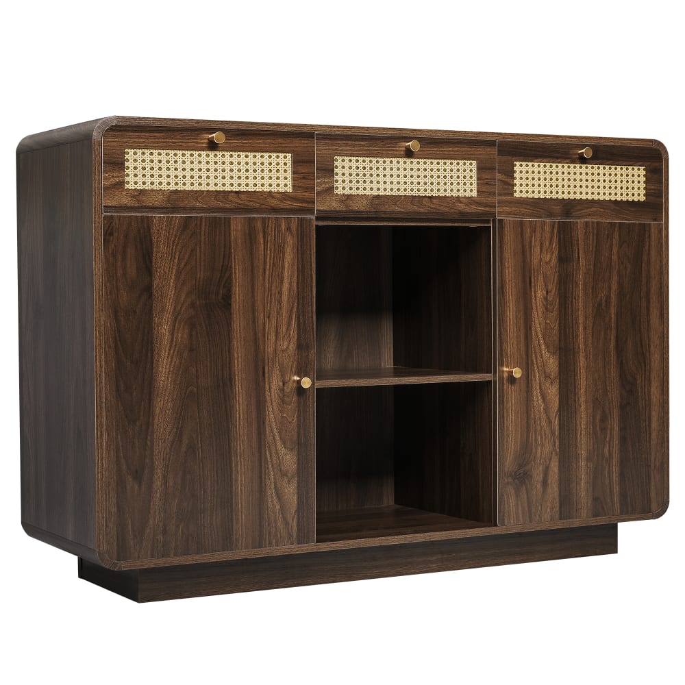 wohnli-moebel-suche-M25200163 Wohnli Möbelsuche - Sideboard aus Dunklem Holz mit Korbschubladen