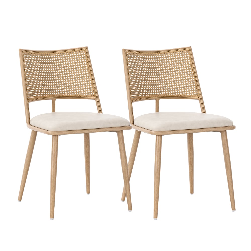 wohnli-moebel-suche-M25200243 Wohnli Möbelsuche - 2er-Set Stühle aus Hellem Holz mit Rattan-Rückenlehne