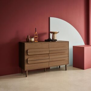 wohnli-moebel-suche-M25200600-1 Vintage-Kommode im Nussbaumlook mit 6 Schubladen 120x75x40cm Holz Braun sweeek Möbel Schlafzimmermöbel Kommoden