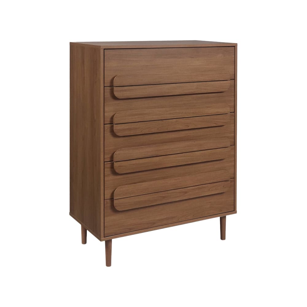 wohnli-moebel-suche-M25200602 Wohnli Möbelsuche - Vintage-Kommode im Nussbaumlook mit 5 Schubladen