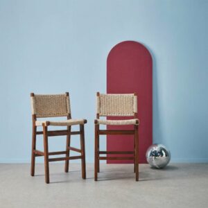 wohnli-moebel-suche-M25200605-1 2er-Set Barhocker nussbaumfarben/ beige 49x96x51cm Holz Beige sweeek Möbel Esszimmermöbel Barhocker