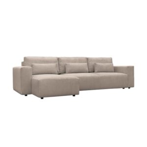 Wohnli Möbelsuche - 5-Sitzer Ecksofa mit Schlaffunktion und Cordbezug in taupe