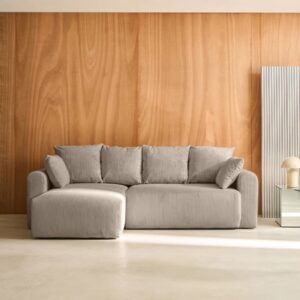 wohnli-moebel-suche-M25200609-1 3-Sitzer Ecksofa mit Cordbezug taupe 240x85x147cm Samt Taupe sweeek Sofas und Sessel Sofas Ecksofas