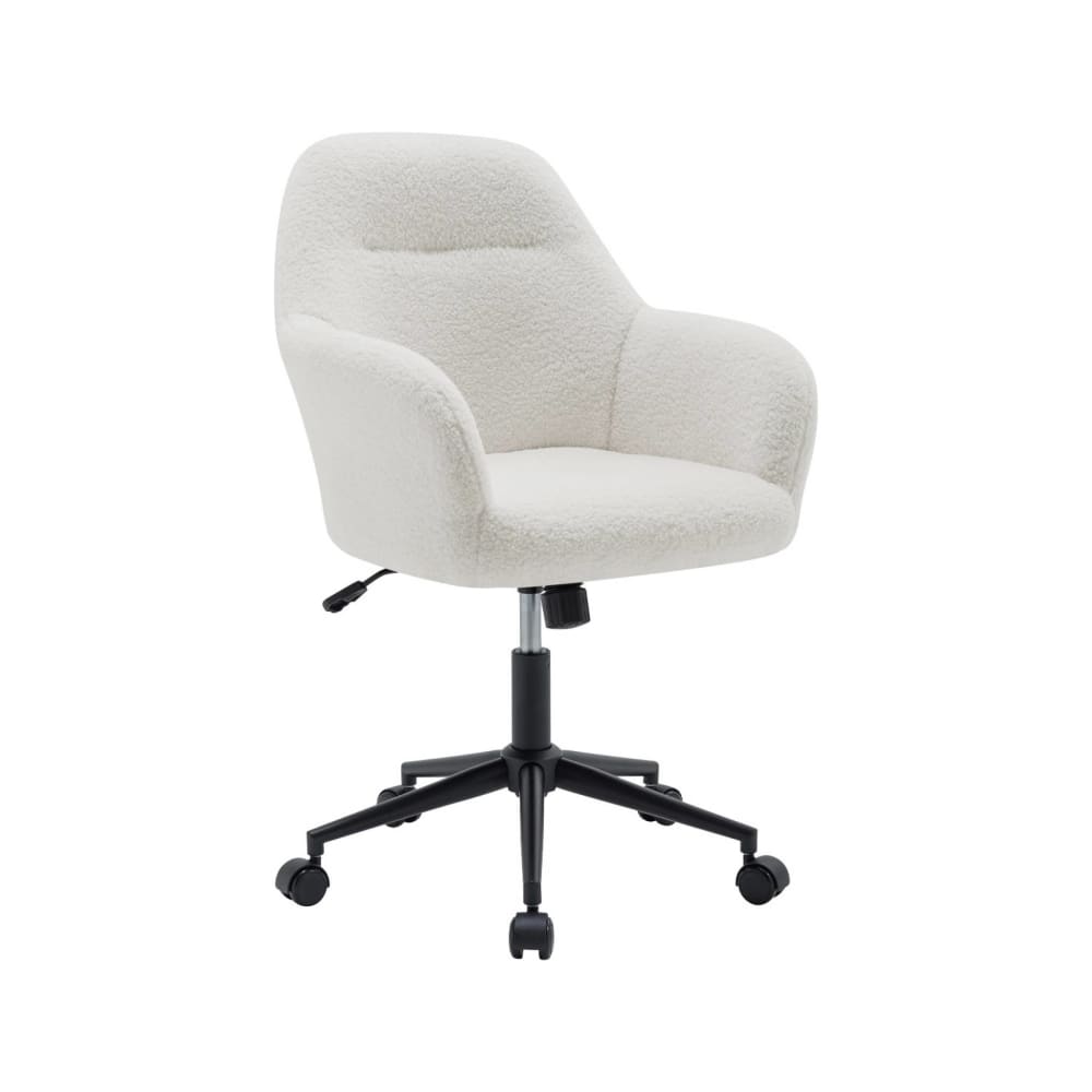 wohnli-moebel-suche-M25200618 Wohnli Möbelsuche - Bürostuhl mit Rollen und weißem Bouclé-Bezug
