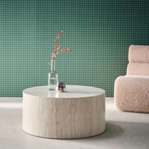 wohnli-moebel-suche-M25200619-1 Runder Couchtisch Travertinlook Ø 80 cm 80x35x80cm Spanplatte Weiß sweeek Möbel Wohnzimmermöbel Couchtische