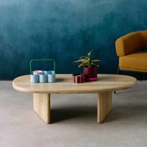 wohnli-moebel-suche-M25200620-1 Ovaler Couchtisch aus Mangoholz naturfarben 120x35x60cm Holz Beige sweeek Möbel Wohnzimmermöbel Beistelltische
