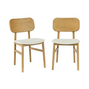 Wohnli Möbelsuche - 2er-Set Stühle aus Heveaholz natur mit Stoffbezug
