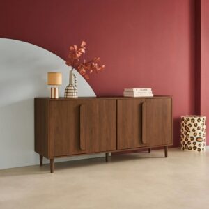 Vintage-Sideboard mit Nussbaumlook mit 4 Türen 160 cm 160x75x45cm Spanplatte Braun sweeek Möbel Esszimmermöbel Sideboards, Highboards & niedrige Anrichten