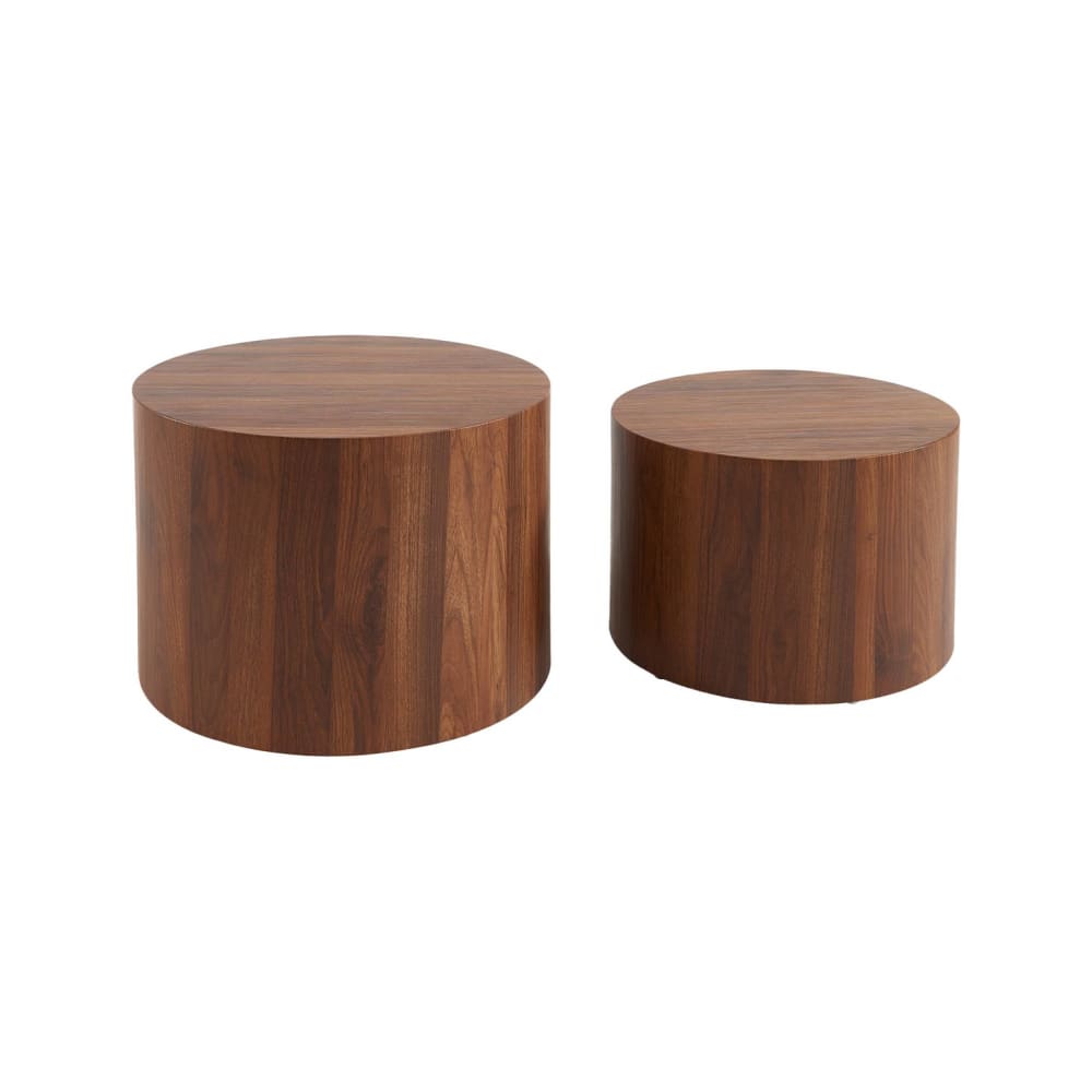 wohnli-moebel-suche-M25200633 Wohnli Möbelsuche - 2er-Set runde Couchtische mit Nussbaumlook