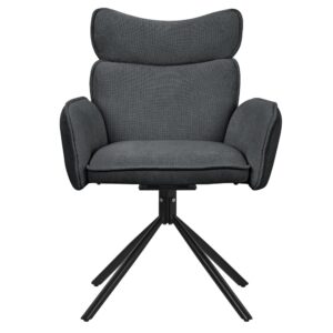wohnli-moebel-suche-M25200716-1 Esszimmerstühle drehbar 2er Set Anthrazit mit Stoffbezug 68x89x63cm PES - Polyester Grau ML-Design Möbel Esszimmermöbel Stühle