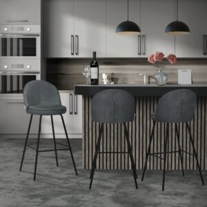 50x102x52cm Polyester Grau ML-Design Möbel Esszimmermöbel Barhocker