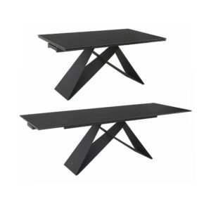 Esstisch ausziehbar aus Metall 160-240x90x77cm, schwarz matt 90x77x240cm Keramik Schwarz Feldmann-Wohnen Möbel Esszimmermöbel Esstische