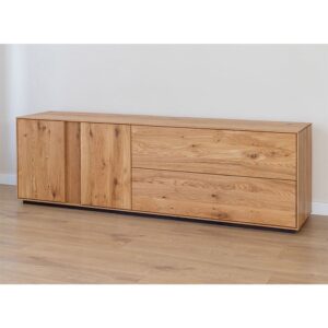 wohnli-moebel-suche-M25203236-1 Kommode mit Beleuchtung aus Massivholz 185x43,5x60cm, wildeiche natur 44x60x185cm Holz Braun Feldmann-Wohnen Möbel Schlafzimmermöbel Kommoden