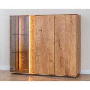 37x115x135cm Holz Beige Feldmann-Wohnen Möbel Esszimmermöbel Vitrine und Vitrinenschrank