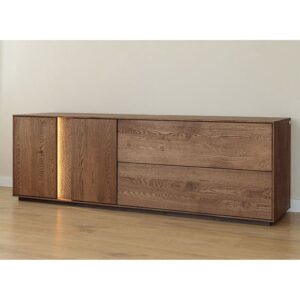wohnli-moebel-suche-M25203254-1 Kommode mit Beleuchtung aus Massivholz 185x43,5x60cm, wildeiche tabak 44x60x185cm Holz Braun Feldmann-Wohnen Möbel Schlafzimmermöbel Kommoden