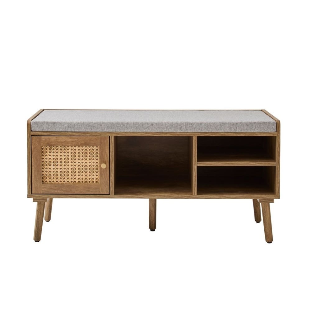 wohnli-moebel-suche-M25203568 Wohnli Möbelsuche - Schuhbank 1 Tür mit Rattanfront und 3 offenen Fächern L100 cm