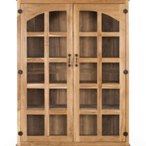 wohnli-moebel-suche-M25204607 Wohnli Möbelsuche - Massives Teakholz-Bücherregal mit 2 Glastüren