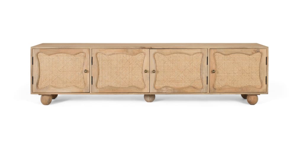 Wohnli Möbelsuche - TV-Ständer aus Mangoholz mit 4 Türen und handgefertigtem Design