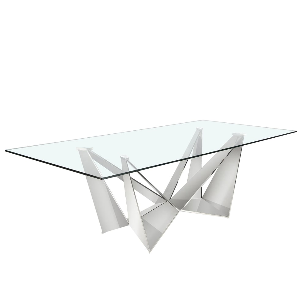 wohnli-moebel-suche-M25205657 Wohnli Möbelsuche - Esstisch Rechteckig gehärtetes Glas aus verchromter Stahl