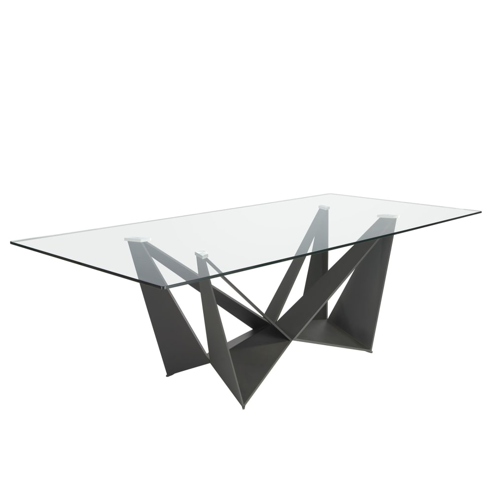 wohnli-moebel-suche-M25205682 Wohnli Möbelsuche - Esstisch Rechteckig gehärtetes Glas aus schwarzem Stahl