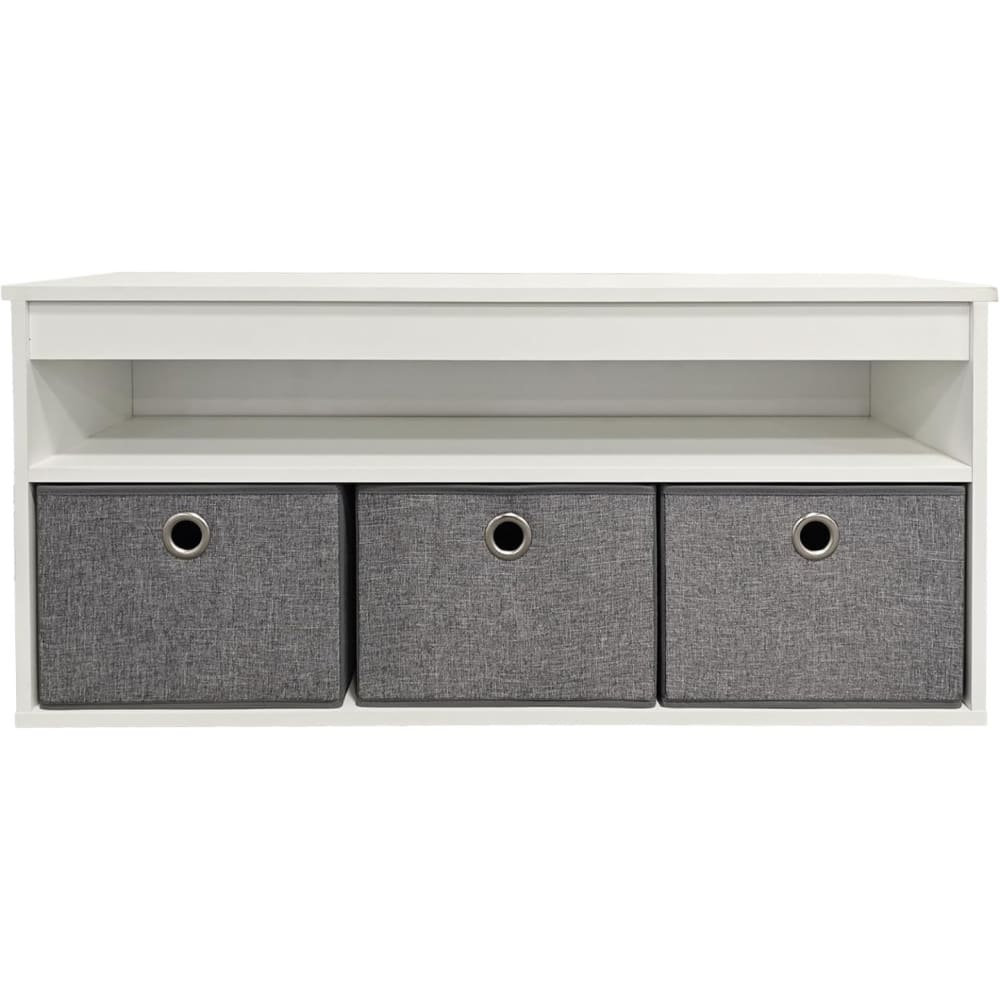 Wohnli Möbelsuche - Eingangsbank mit 1 Regal und 3 Truhen Holz weiß 102x30x45cm