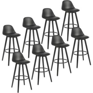 Wohnli Möbelsuche - Set mit 8 schwarzen Barhockern aus Kunstleder