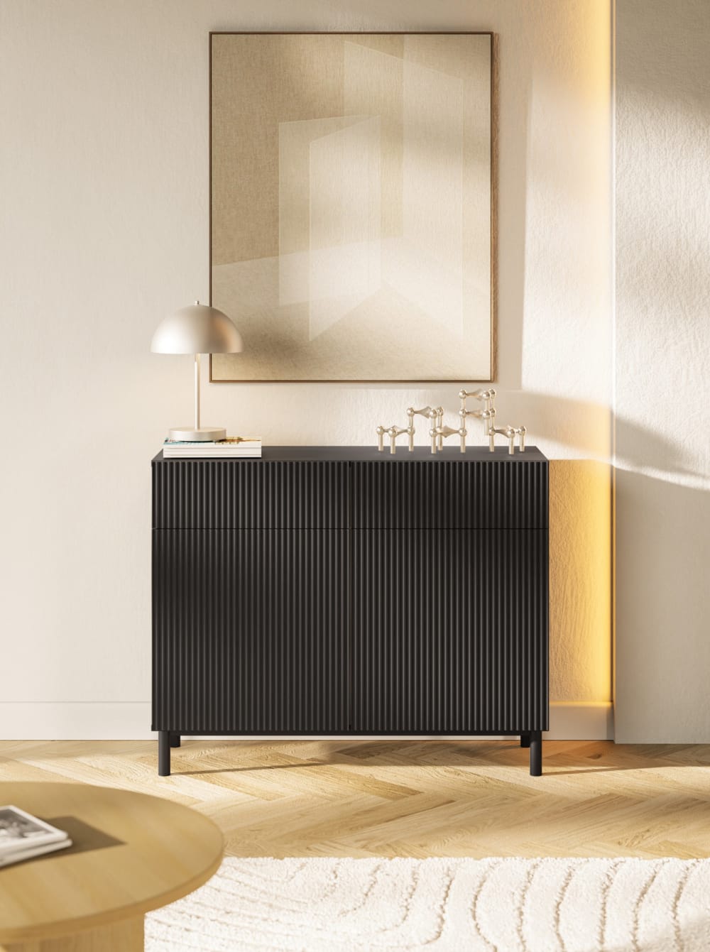 100x80x100cm Spanplatte Schwarz Selsey Möbel Esszimmermöbel Sideboards, Highboards & niedrige Anrichten