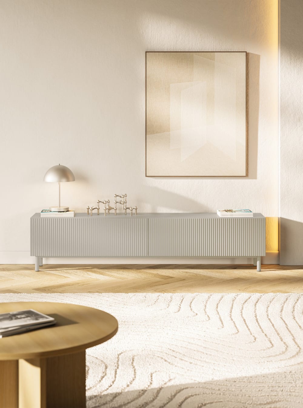 176x47x176cm Spanplatte Taupe Selsey Möbel Wohnzimmermöbel TV-Möbel