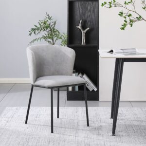 wohnli-moebel-suche-M25205997-1 Polsterstuhl mit pflegeleichtem Velours, Hellgrau 55x79x55cm Stoff Grau Selsey Möbel Esszimmermöbel Stühle