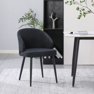 wohnli-moebel-suche-M25206017-1 Polsterstuhl mit Flechtgewebe, Graphitgrau 52x80x52cm Stoff Schwarz Selsey Möbel Esszimmermöbel Stühle
