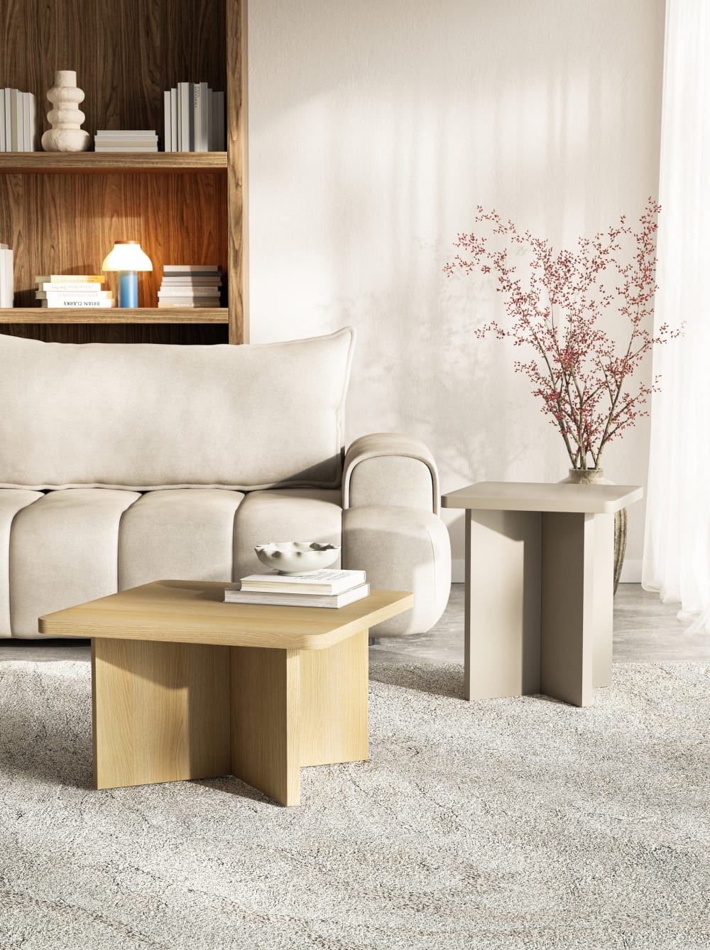 60x35x60cm Spanplatte Beige Selsey Möbel Wohnzimmermöbel Couchtische