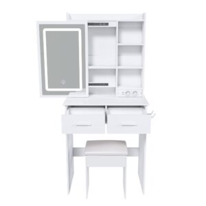 wohnli-moebel-suche-M25206585 Wohnli Möbelsuche - Schminktisch aus Spanplatte mit LED-Spiegel 60x36x136 cm