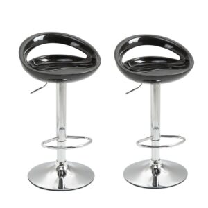 wohnli-moebel-suche-M25206619-1 2er-Set Höhenverstellbare Barhocker Metall&ABS Schwarz 46x96x41cm Metall Schwarz Homcom Möbel Esszimmermöbel Barhocker