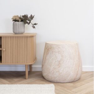 wohnli-moebel-suche-M25206726-1 Beistelltisch in Steinoptik aus faserverstärktem Ton ø 475 cm 47x41x47cm Terrakotta Beige Moloo Möbel Wohnzimmermöbel Beistelltische