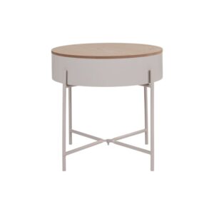 wohnli-moebel-suche-M25206731 Wohnli Möbelsuche - Beistelltisch aus beigefarbenem Stahl und Naturholz ø40 cm