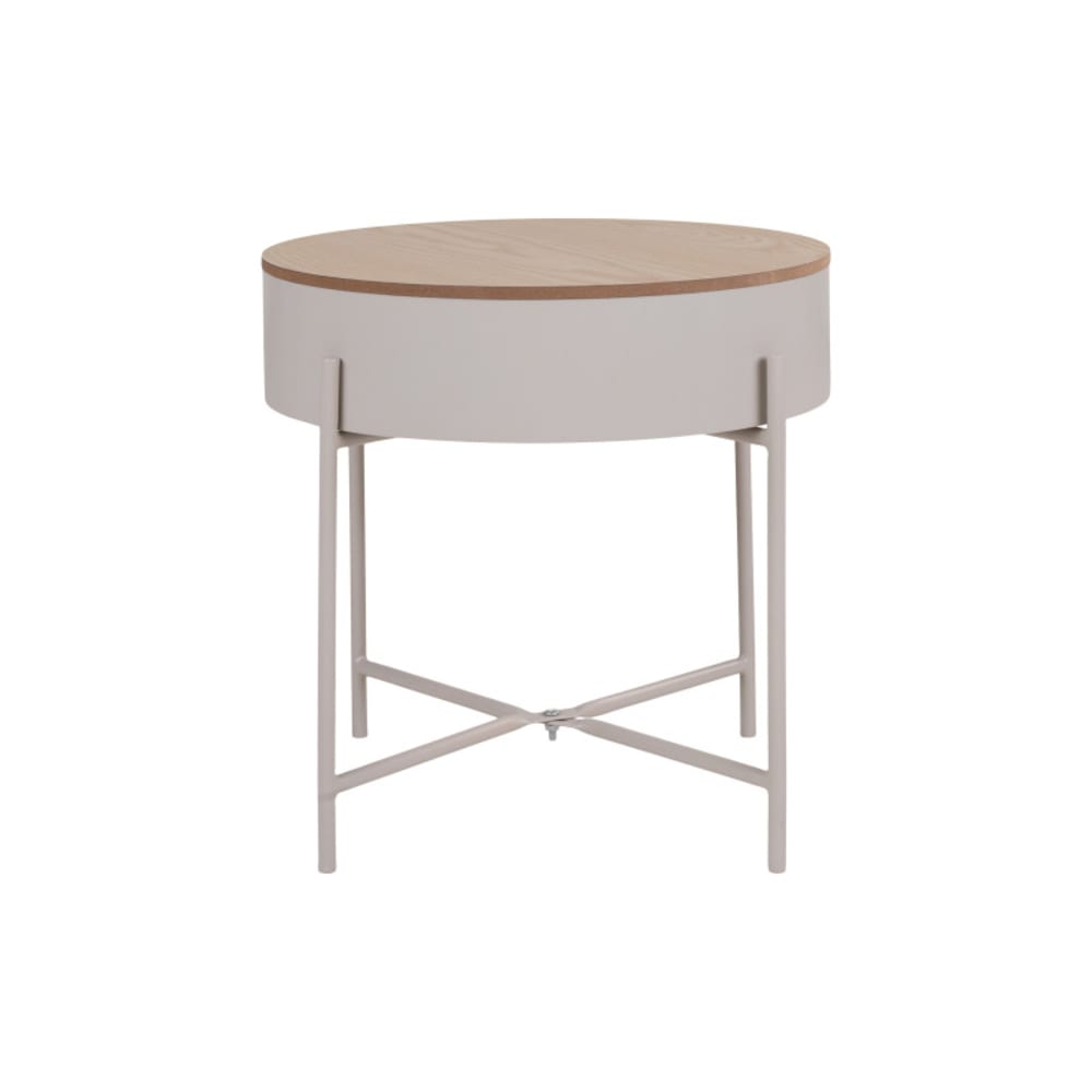wohnli-moebel-suche-M25206731 Wohnli Möbelsuche - Beistelltisch aus beigefarbenem Stahl und Naturholz ø40 cm