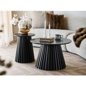 wohnli-moebel-suche-M25206737-1 Beistelltisch aus schwarzer Eiche ø50 cm 50x45x50cm Holz Schwarz Moloo Möbel Wohnzimmermöbel Beistelltische