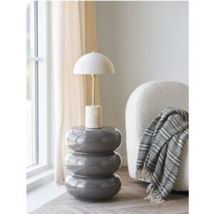 wohnli-moebel-suche-M25206745-1 Taupefarbener Beistelltisch aus Fiberglas ø35 cm 35x44x35cm Acryl Braun Moloo Möbel Wohnzimmermöbel Beistelltische