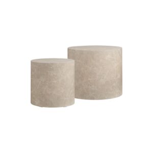 Wohnli Möbelsuche - Set aus 2 Couchtischen in beiger Marmoroptik ø38 cm / ø48 cm