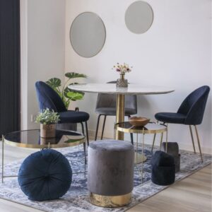 wohnli-moebel-suche-M25206766-1 Runder Esstisch 4 Personen Ø110mm Marmor-Messingoberfläche 110x75x110cm Holz Beige Moloo Möbel Esszimmermöbel Esstische
