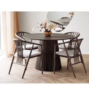 wohnli-moebel-suche-M25206768-1 Runder Esstisch für 4 Personen Ø 120 cm geräucherte Eiche 120x75x120cm Holz Braun Moloo Möbel Esszimmermöbel Esstische