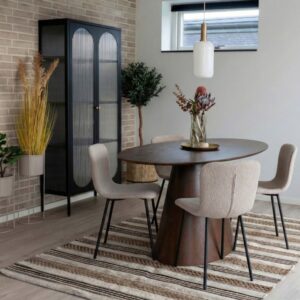 wohnli-moebel-suche-M25206786-1 Ovaler Esstisch für 6 Personen 160 cm Nussbaum 90x75x160cm Holz Braun Moloo Möbel Esszimmermöbel Esstische