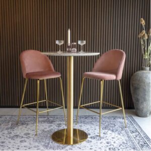 wohnli-moebel-suche-M25206791-1 Bartisch mit Marmor-und Messingdekor ø70x105 cm 70x105x70cm Holz Beige Moloo Möbel Esszimmermöbel Esstische